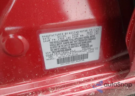 2025 Nissan Versa 1.6 Sv из США, поврежденный, VIN 3N1CN8EV0SL860538